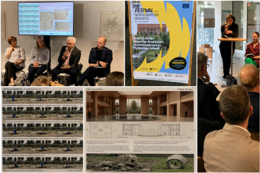 Collage von Bildern einer Veranstaltung zur Kunst am Bau