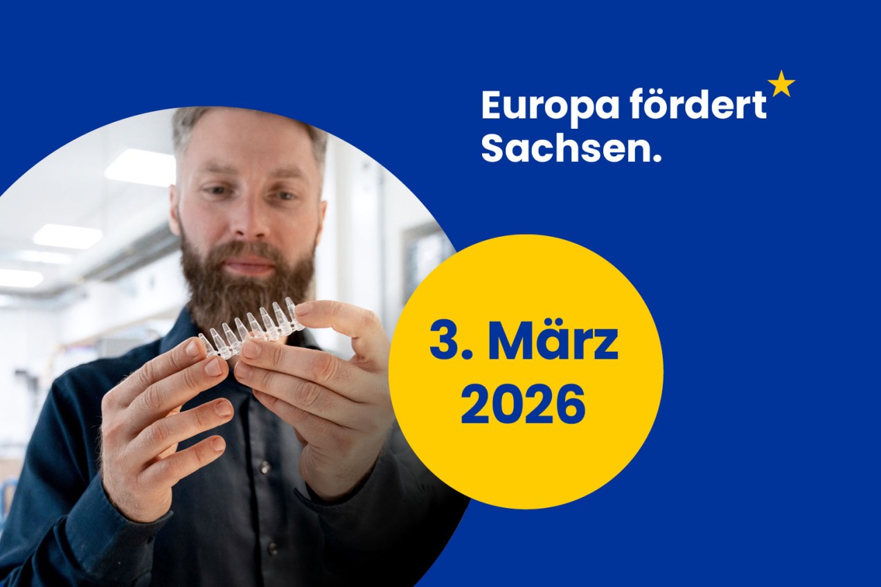 Mann mit Rqagenzgläschen und Störer mit dem Datum 3. März
