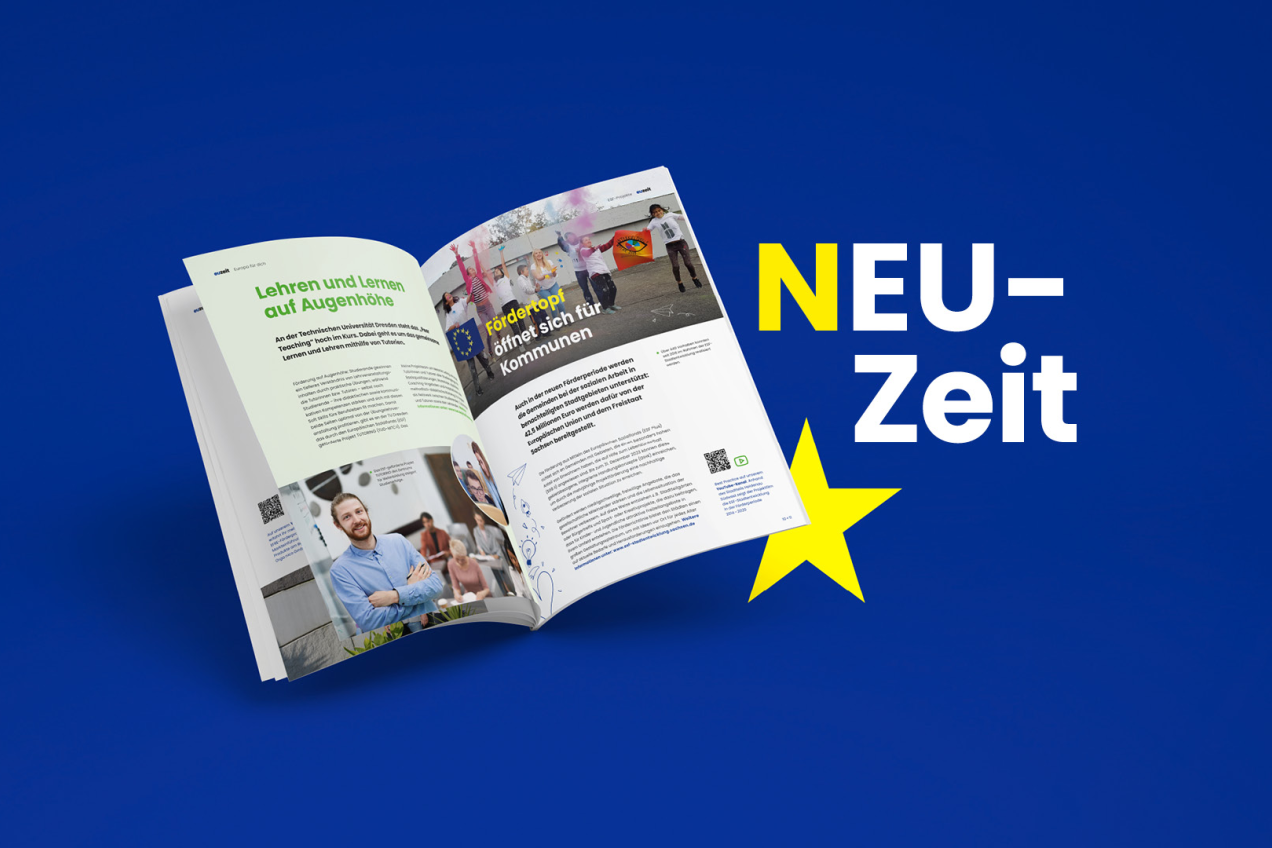 Aufgeklappte Zeitschrift EU-Zeit 2/2022