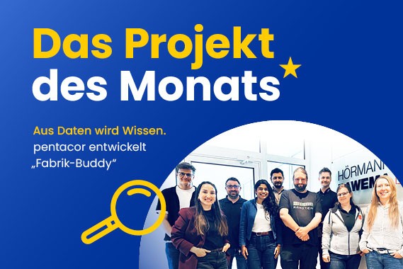Das Projekt des Monats: Gruppe von Mitarbeiter*innen in einem Büro