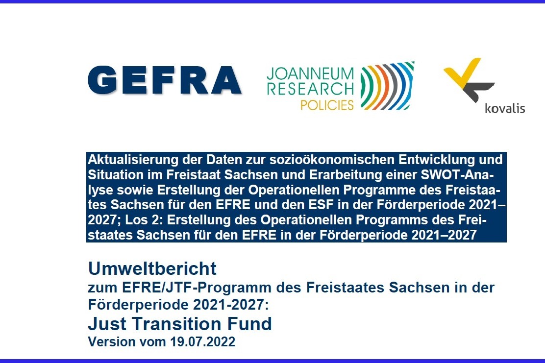 Titelblatt Umweltbericht zum EFRE/JTF-Programm